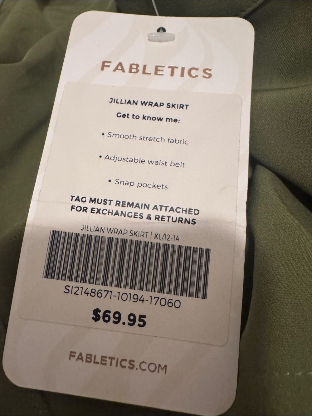 Fabletics Olive Green Julian Wrap Cargo Skirt - Picture 6 of 10